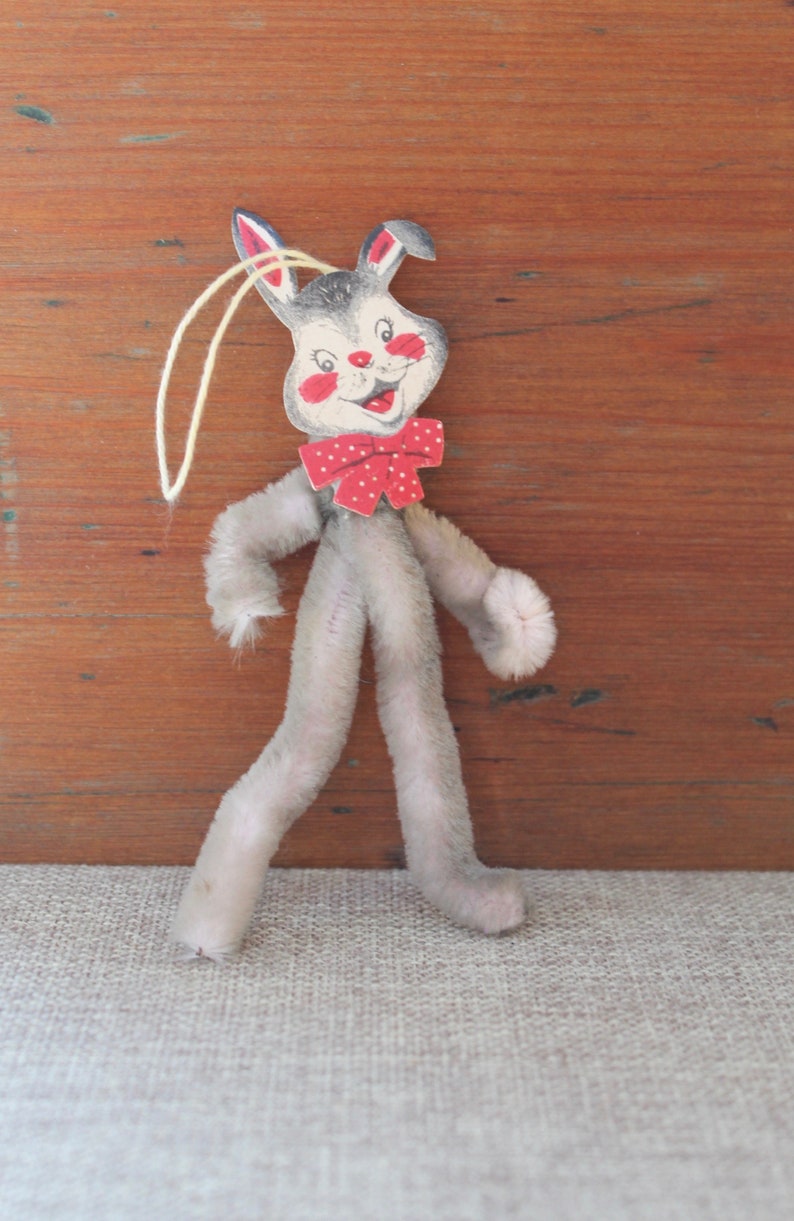 Vintage Chenille Pipe Cleaner Bunny Rabbit Figure Vintage Etsy