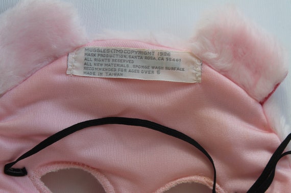 Vintage Furry Pink Pig Child's Halloween Mask, Vi… - image 4