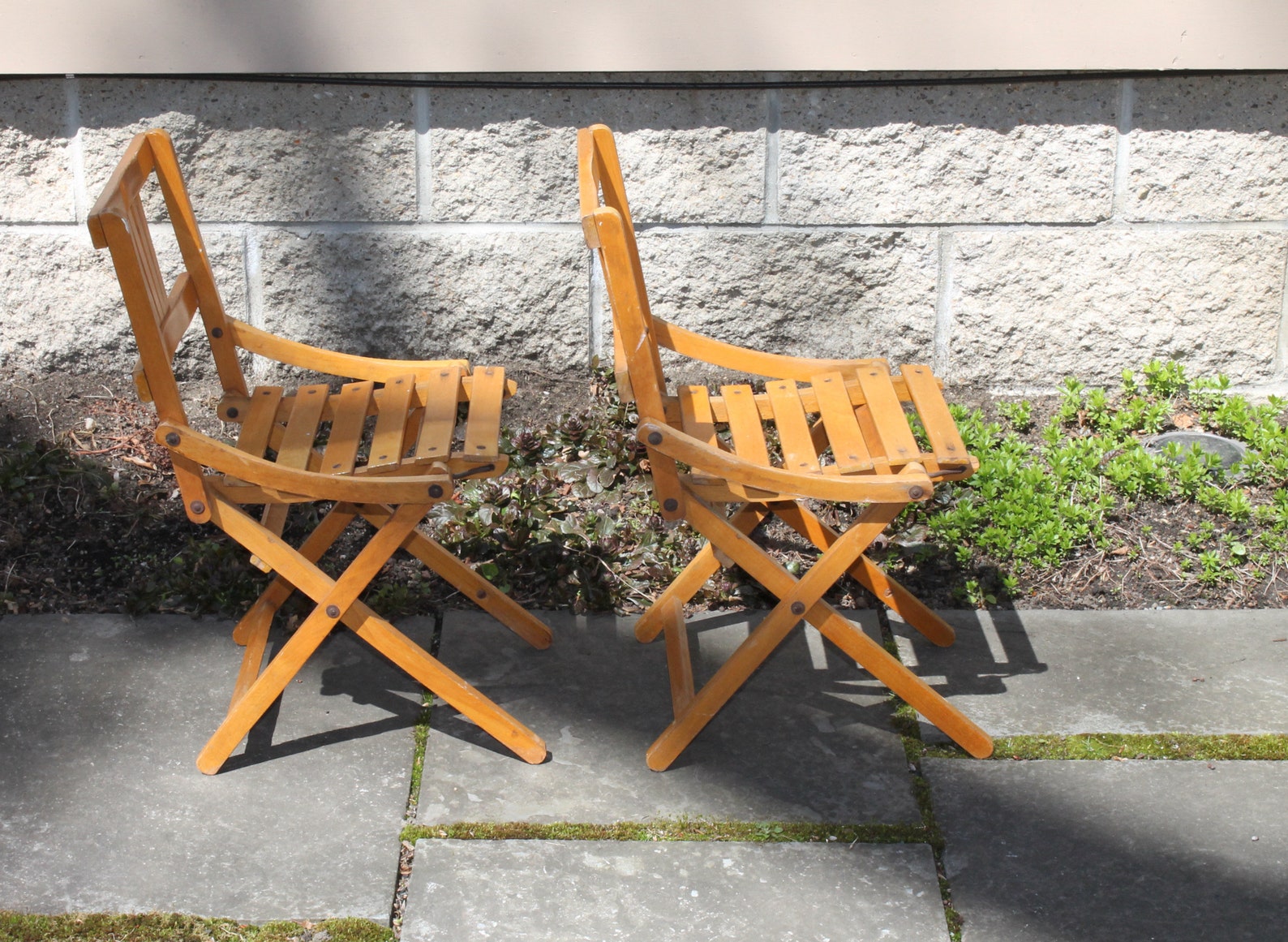 Vintage Pair of Child's Wooden Folding Chairs Vintage Etsy