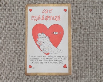 Vintage Unsigned Valentine Post Card, Vintage Valentine's Day Card, Vintage Valentine Greeting Card