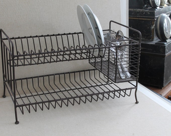 Vintage Metal Dish/silverware Drying Rack, Vintage Metal Dish Rack