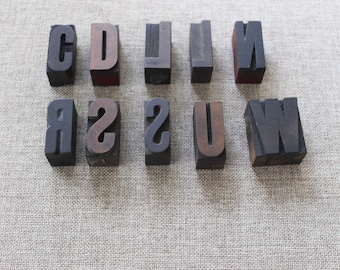 Vintage 1.75" Letterpress Wood Block Letters - Uppercase - SOLD INDIVIDUALLY, Vintage Large Wooden Letterpress Letters