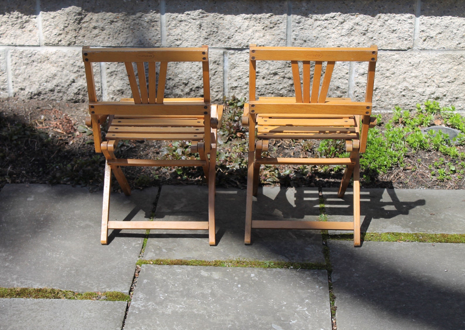 Vintage Pair of Child's Wooden Folding Chairs Vintage Etsy