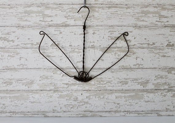 Antique Unique Metal Clothes Hanger, Vintage Wire Art Hanger