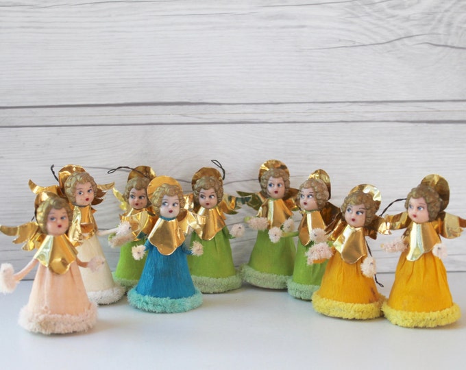 Vintage Angel Ornaments Set of 9 Vintage Tree Ornament Etsy