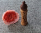 Vintage Wood Sewing Thread Thimble Needle Case Holder, Vintage Wooden Sewing Notions Holder, Turned Wood Etui