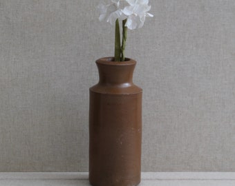 Vintage Primitive Earthenware/Stoneware Bottle, Vintage Rustic Stoneware Pottery Vase