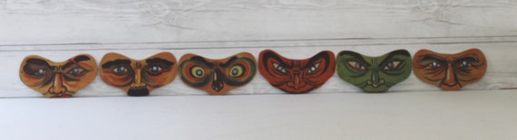 Vintage Lot of 6 Paper Halloween Masks, Vintage P… - image 2