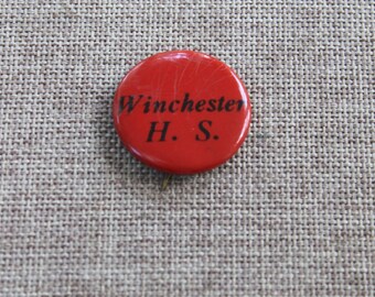 Vintage Winchester High School, Massachusetts, Pinback Button Pin, Vintage High School Pinback Button Pin Badge