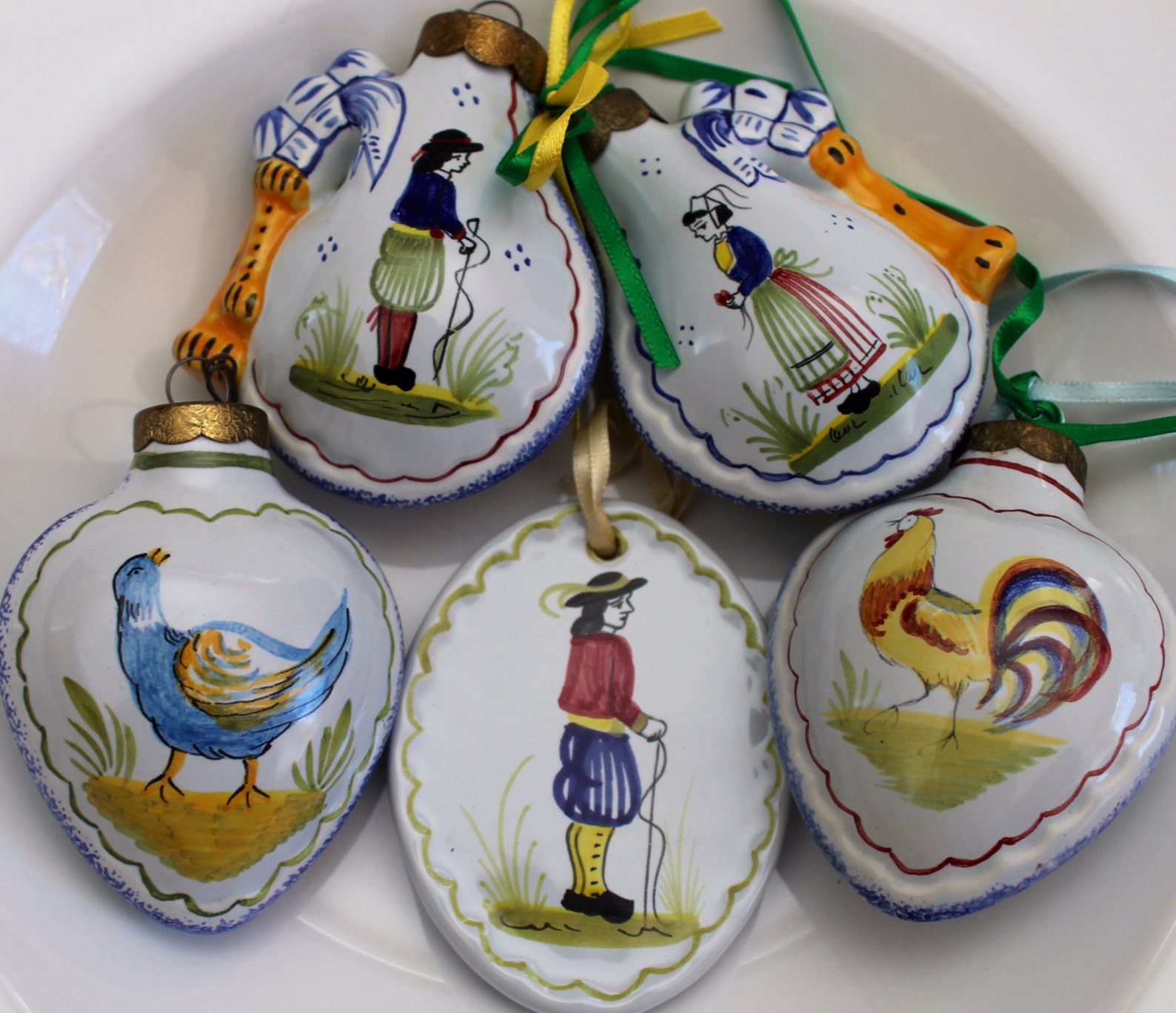 Lot of 5 Authentic Henriot Quimper Pottery Christmas Etsy