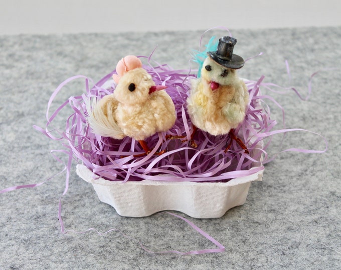 Vintage Pair of Chenille Pipe Cleaner Easter Chicks in Carton Etsy