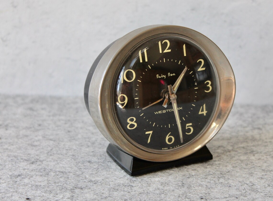 Vintage Small Metal Baby Ben Alarm Clock Vintage Metal Black Etsy