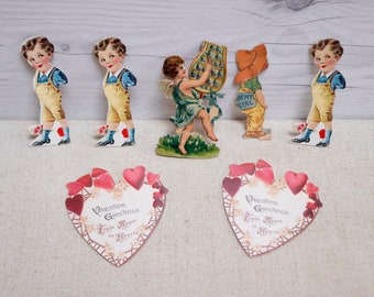 Antique and Vintage Lot of Unsigned Valentine Greeting Cards/Cut Outs, Vintage Paper Valentine, St. Valentine's Day