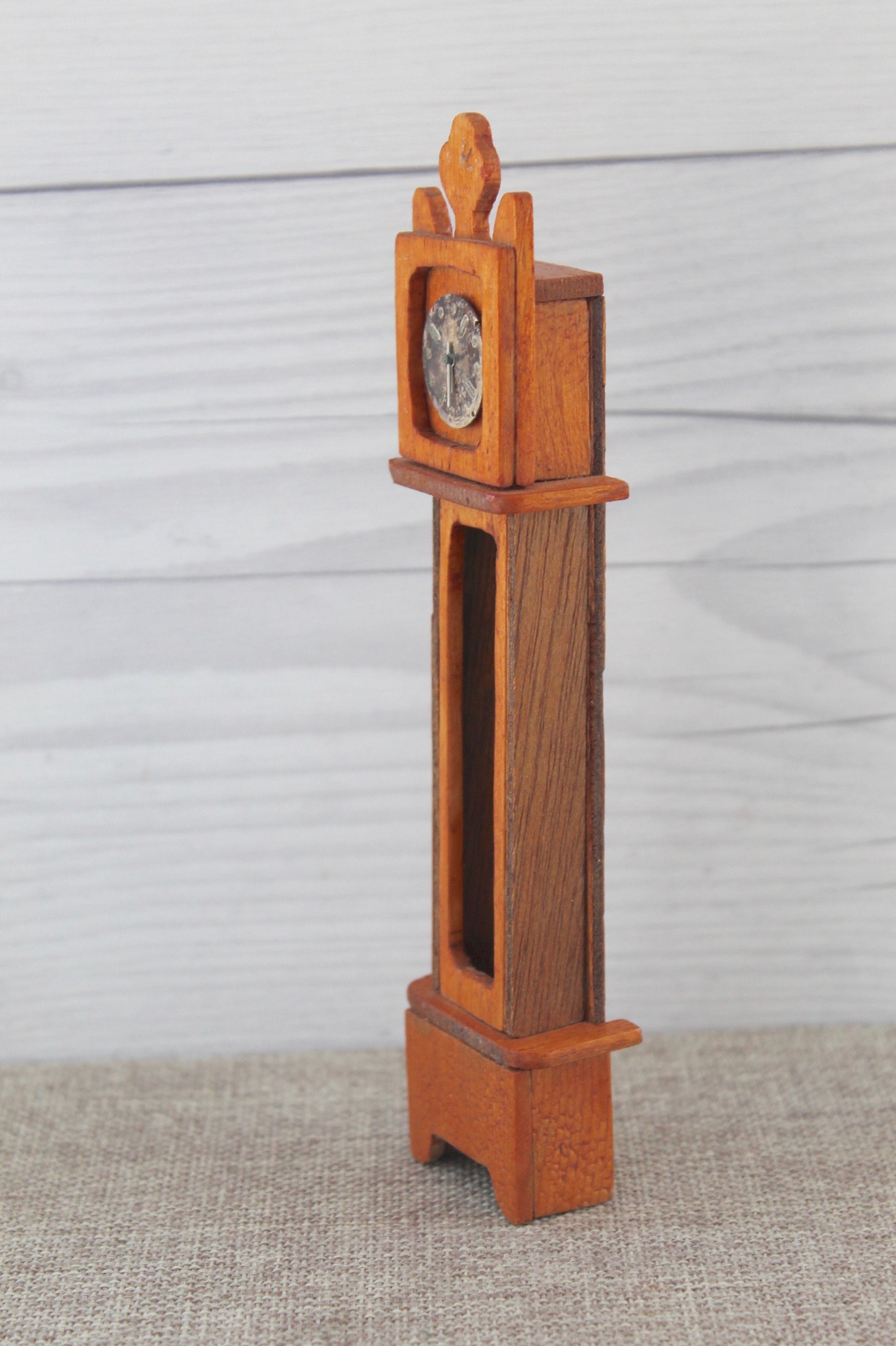 Vintage Wood Dollhouse Grandfather Clock Vintage Small Wooden Etsy