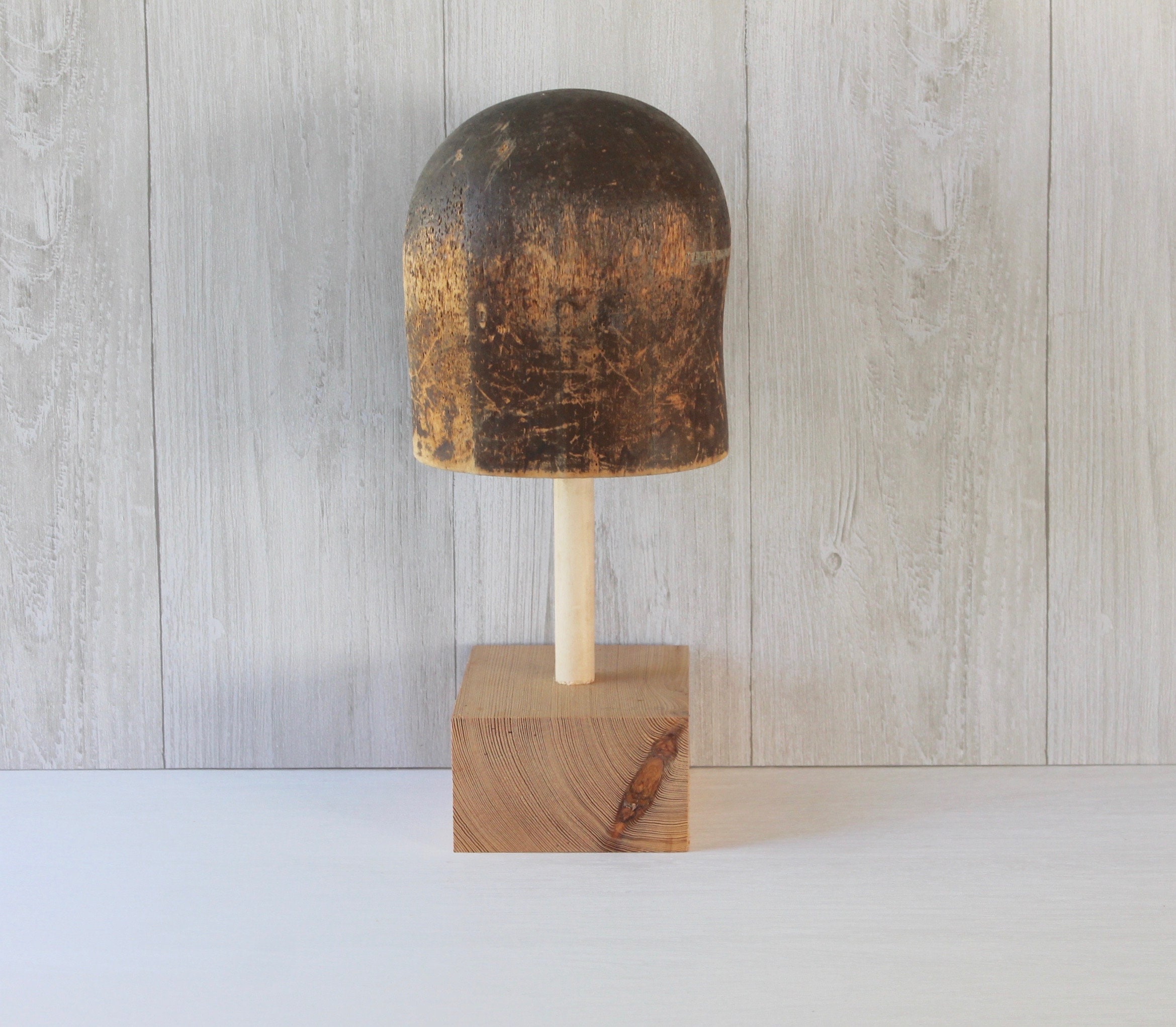 Vintage 40’s Hat Display Solid Wood Head approx 8”H 9” Diameter 1940s Hat Stand - Etsy main image 4