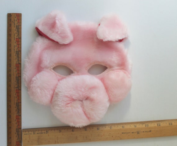 Vintage Furry Pink Pig Child's Halloween Mask, Vi… - image 6