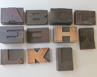 Vintage Large Letterpress Wood Block Letters, SOLD INDIVIDUALLY, Vintage Large Wooden Letterpress Letters, Vintage Printing Block