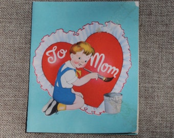 Vintage Unsigned Valentine Card - To Mom From Son, Vintage Valentine's Day Card, Vintage Valentine Greeting Card