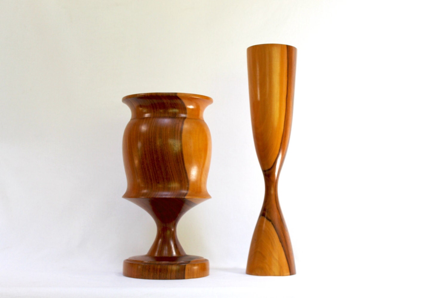 1960s Pair Large Turned Wood Vessels/ Vintage Mod Vases/ Etsy