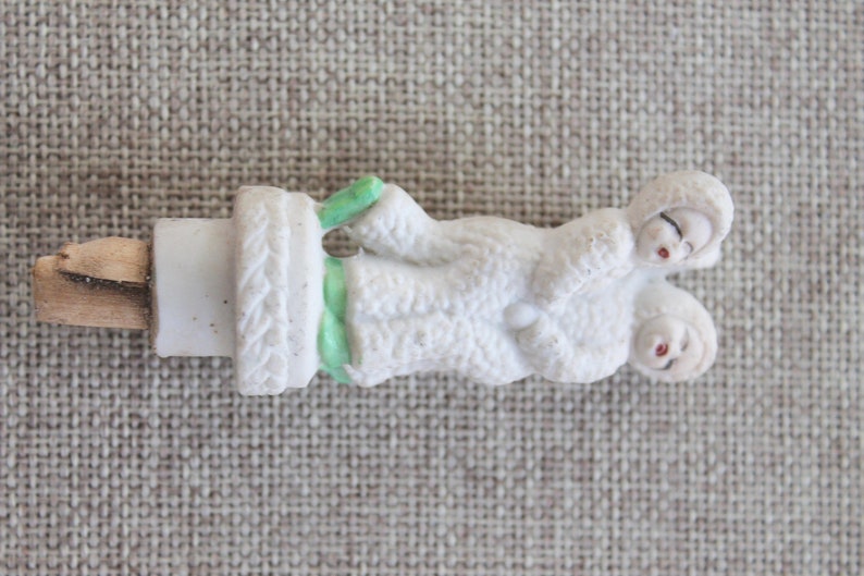 Vintage Snow Baby Collectible Container Topper Vintage Unique Bisque Snow Baby Decanter Stopper