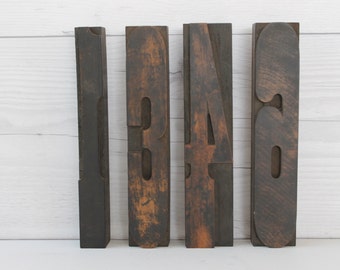 Vintage Large 6.5" Letterpress Wood Block Numbers 1, 3, 4, and 6 - sold separately, Vintage Large Wooden Letterpress Numbers