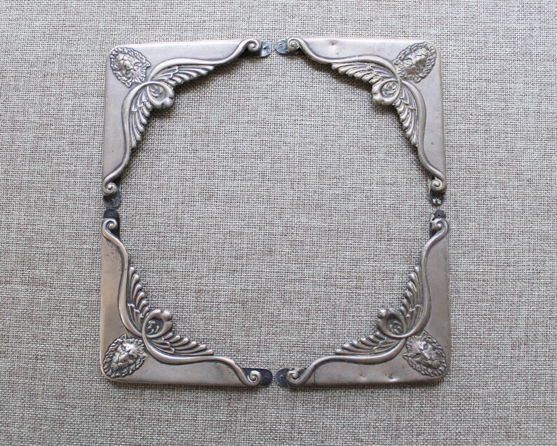 Vintage Sterling Silver Desk Pad Corners Lion Motif Etsy