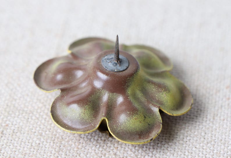 Vintage Set of 4 Metal Curtain Tie Back Flower Pins Etsy