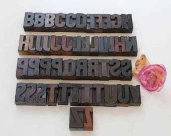 Vintage Wood 2" Letterpress Wood Block Letters - SOLD SEPARATELY, Vintage Individual Uppercase Wooden Letterpress Letters