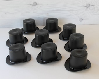 Vintage French Small Black Plastic Top Hat - Sold Separately, Vintage Black Plastic Top Hat Candle Holder/Flower Vase