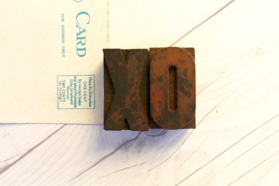 XO Wood Letterpress Letter Blocks From 1930s, Vintage Letterpress XO