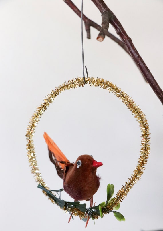 Vintage Pipe Cleaner Feather Bird Christmas Tree Ornament Etsy