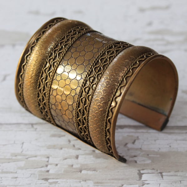 Vintage Gold Cara New York Cuff Bracelet, Vintage Unique Cuff Statement Bracelet