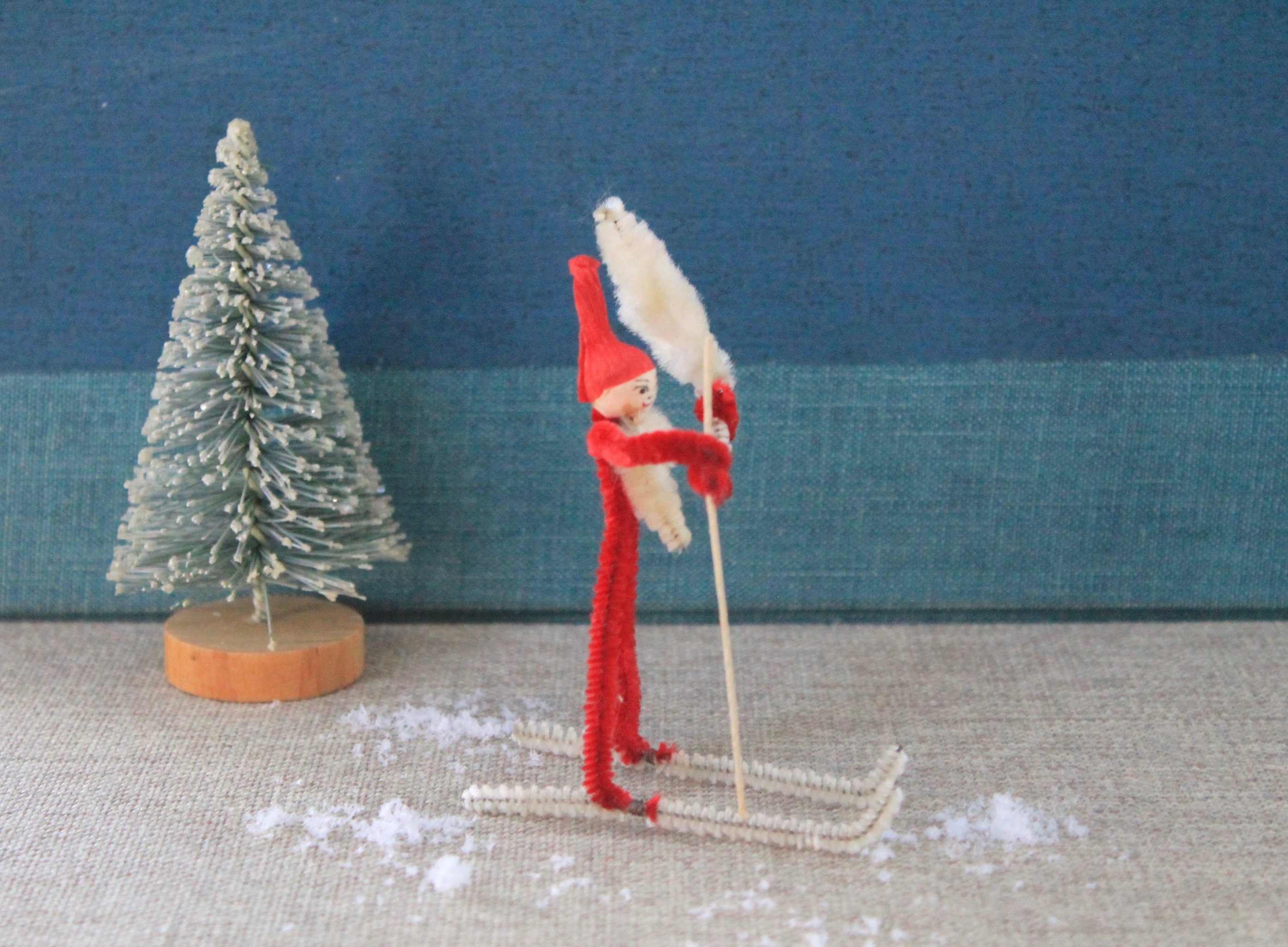 Miniature Wooden Folk Skis and Ski Poles Set - Christmas Miniatures -  Christmas and Winter - Holiday Crafts