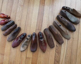 Vintage Large Lot of 15 Wood Shoe Forms, Vintage Wooden Shoes, Vintage Wood Cobbler Shoe Forms/Molds