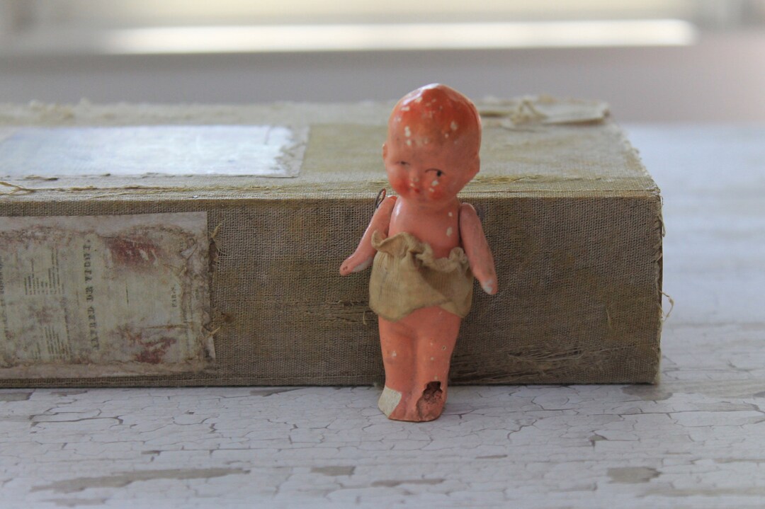 Antique Small Wire Jointed Hand Painted Composite/chalk Ware