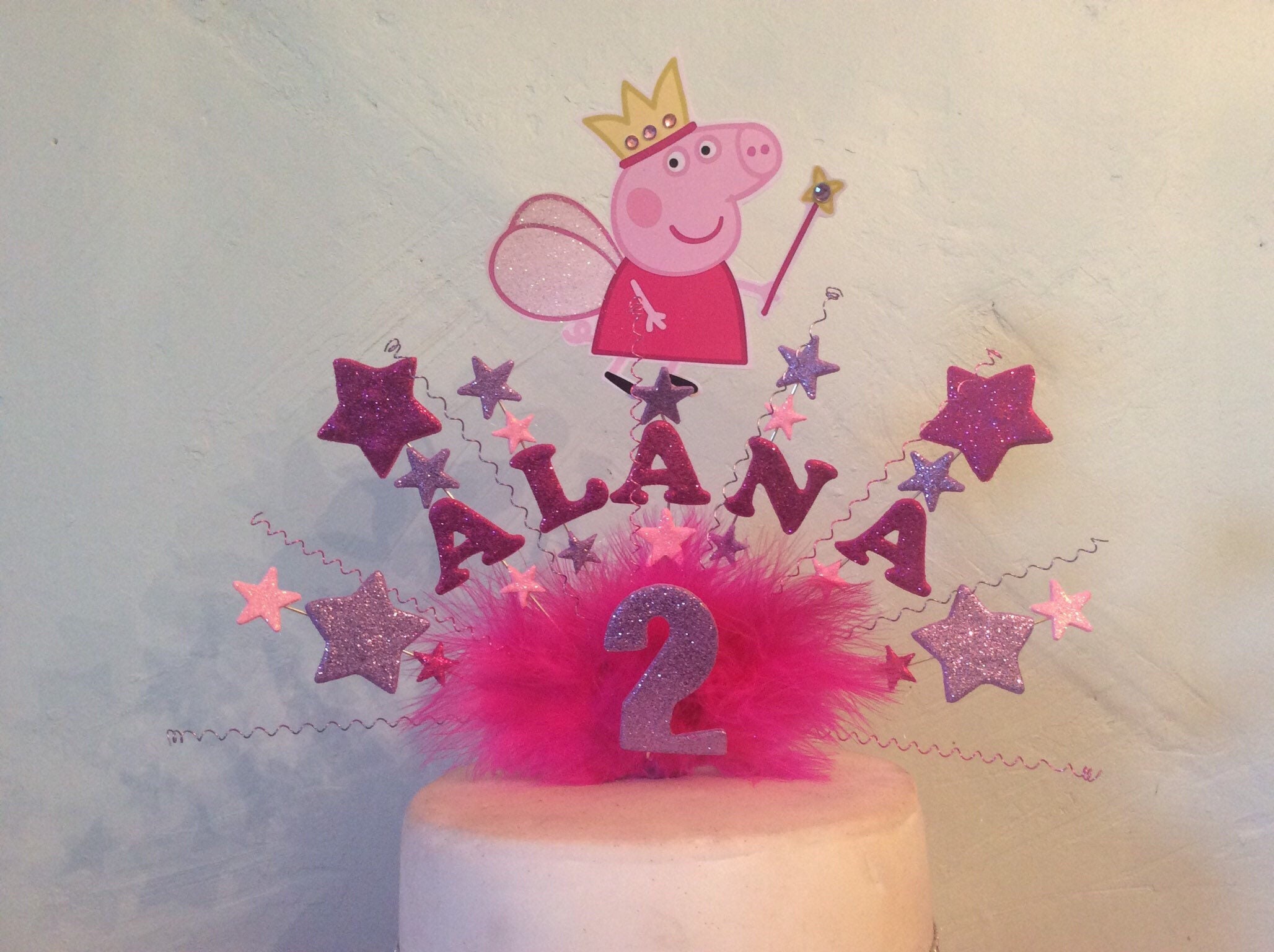 Fairy Princess Peppa Pig Name And Age Cake Topper Centre Piece Etsy Uk