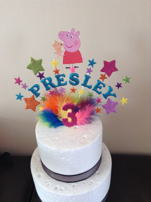 Peppa Pig Or George Pig Cake Topper With Your Age And Name Etsy