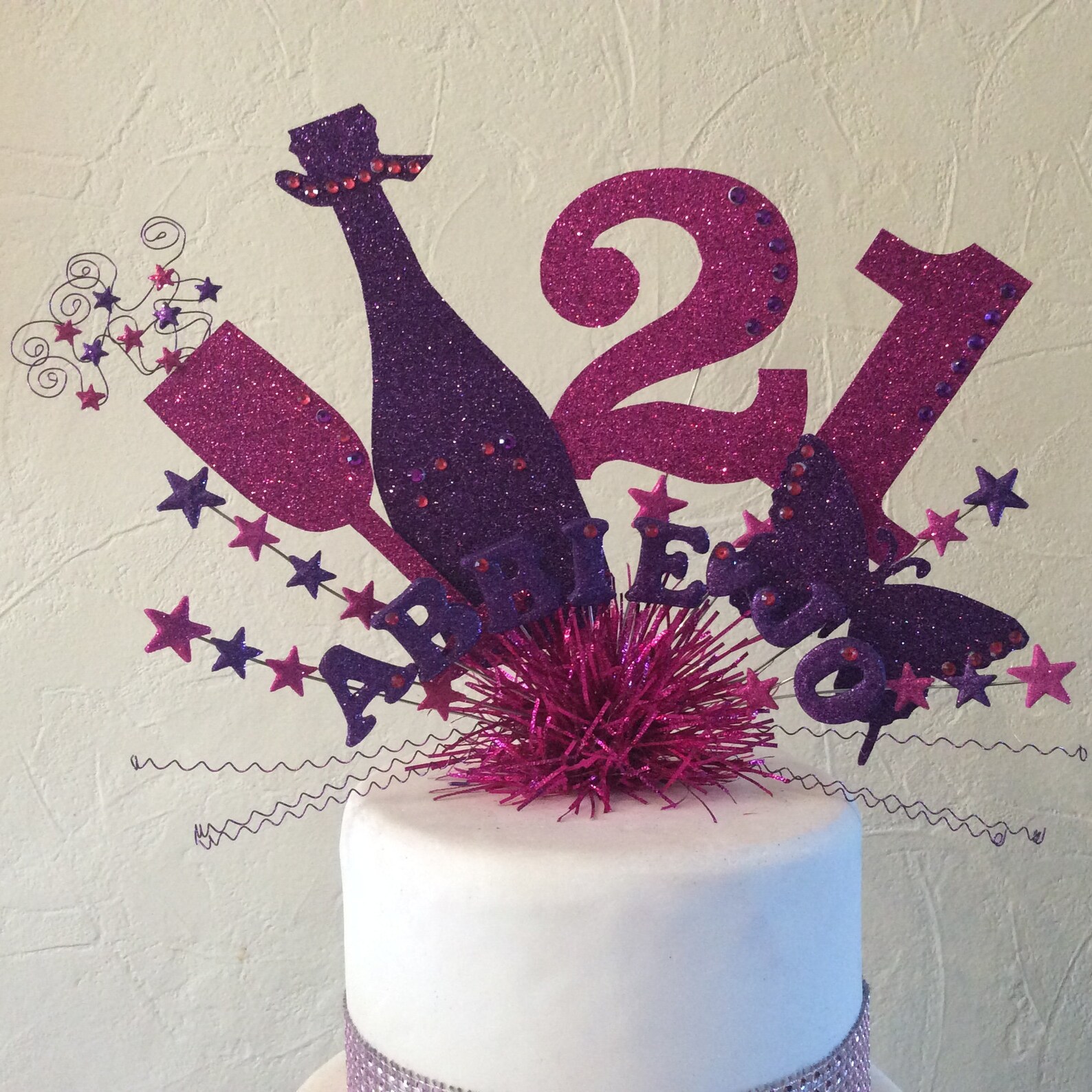 Large Champagne Bottle and Glass Cake Topper or Centre Peice Etsy