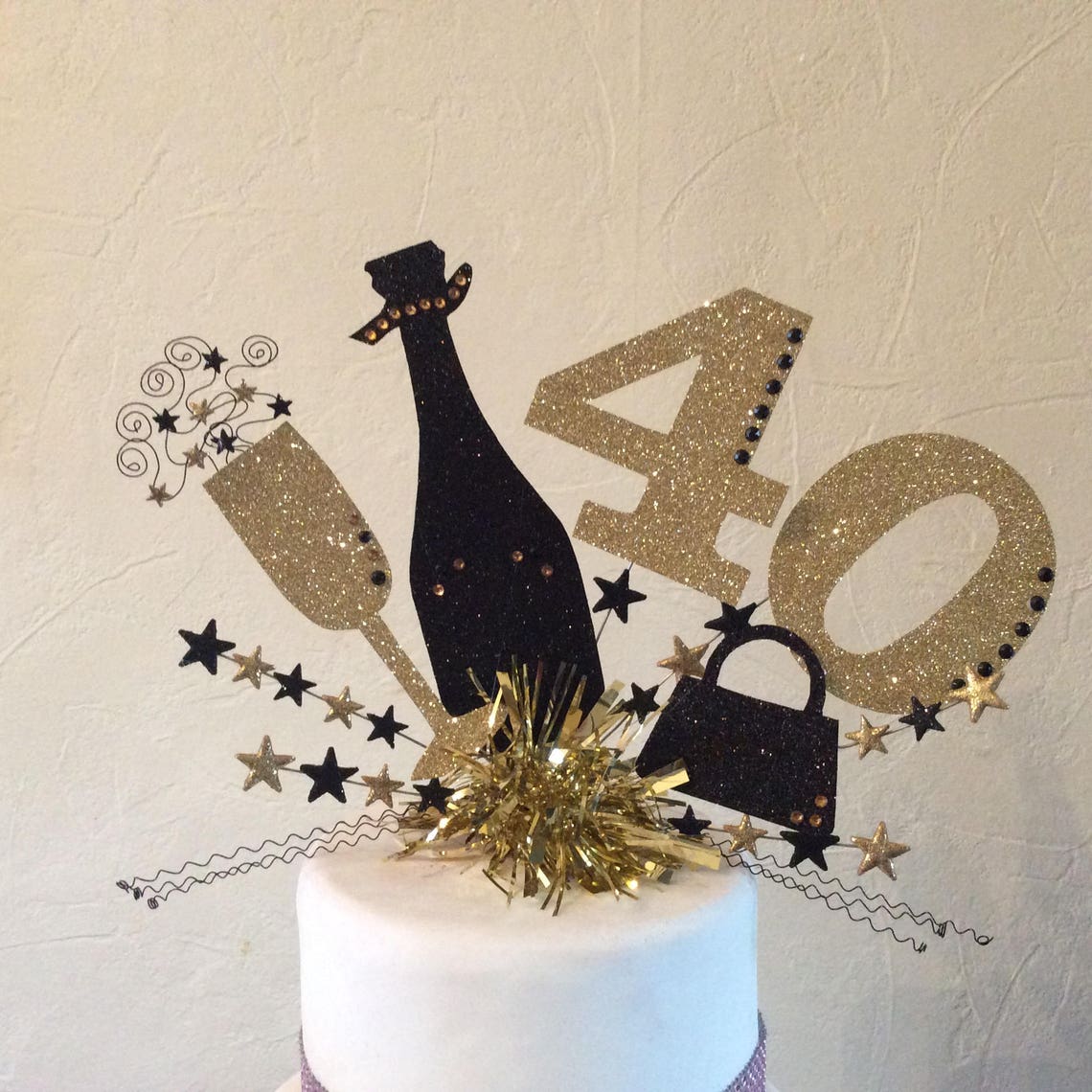 Large Champagne Bottle and Glass Cake Topper or Centre Peice Etsy