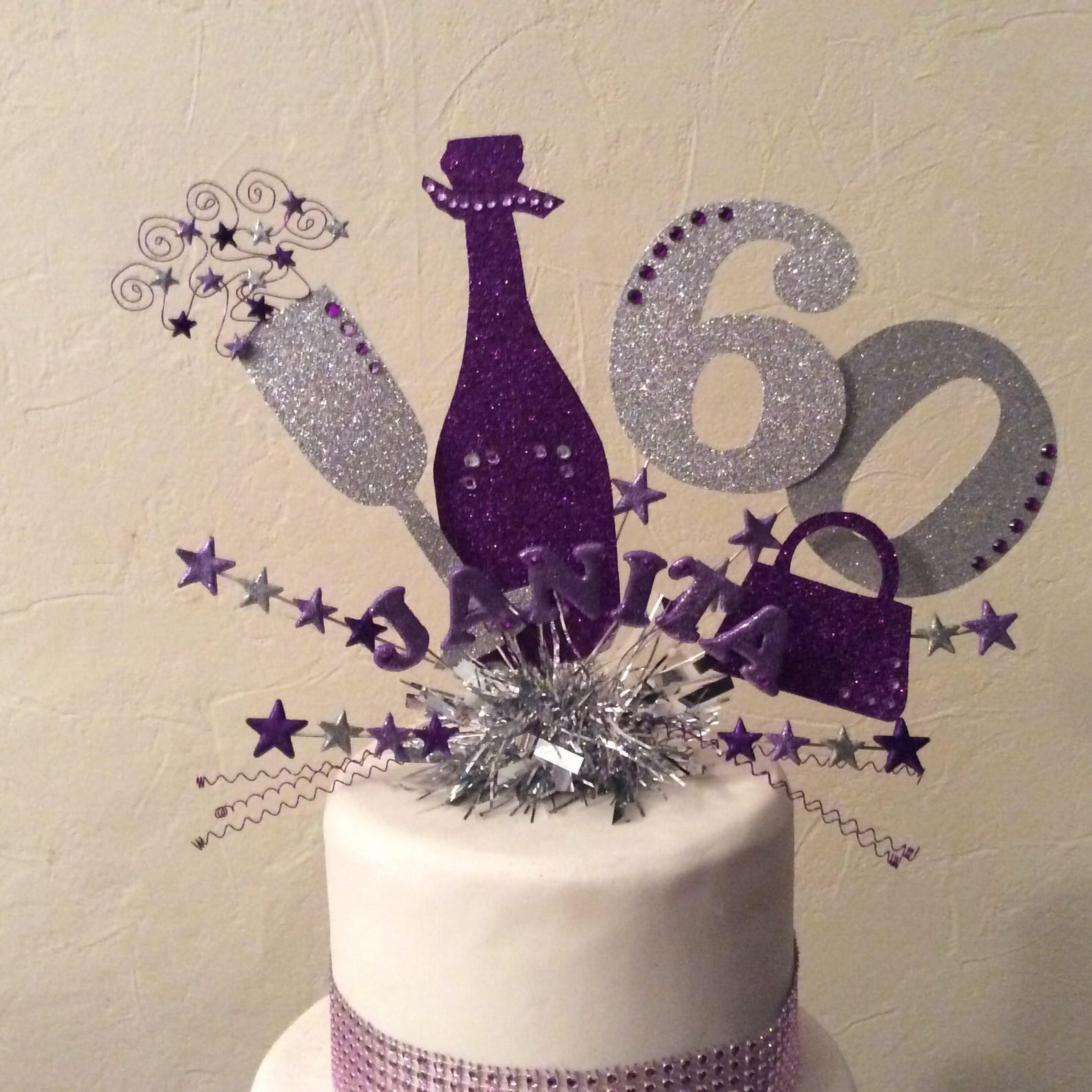Large Champagne Bottle and Glass Cake Topper or Centre Peice Etsy