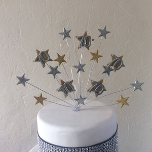 Age and star cake topper /centre peice made in your choice of colours