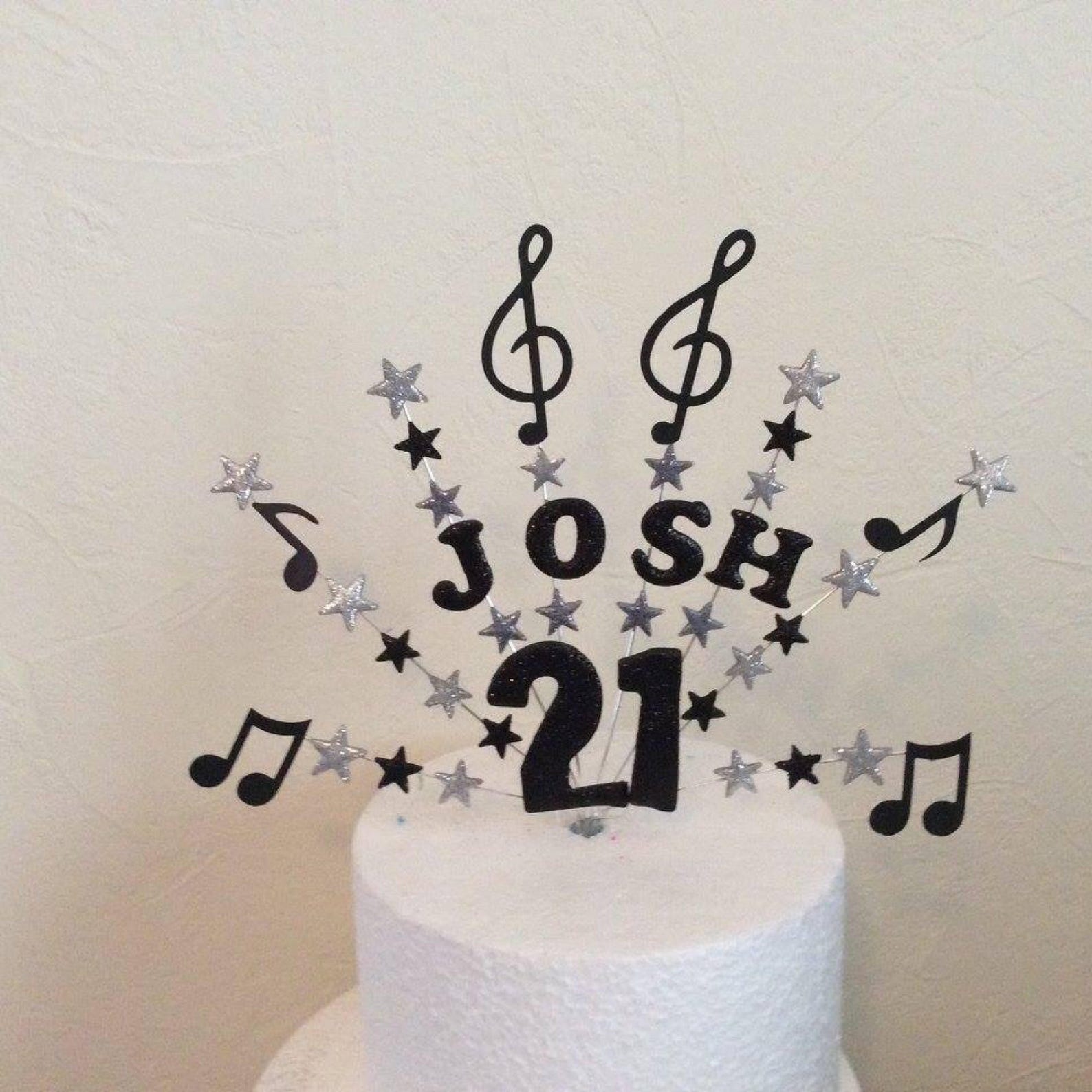 Music Note/musical Lovers Name and Age Cake Topper Made in Your Colours ...
