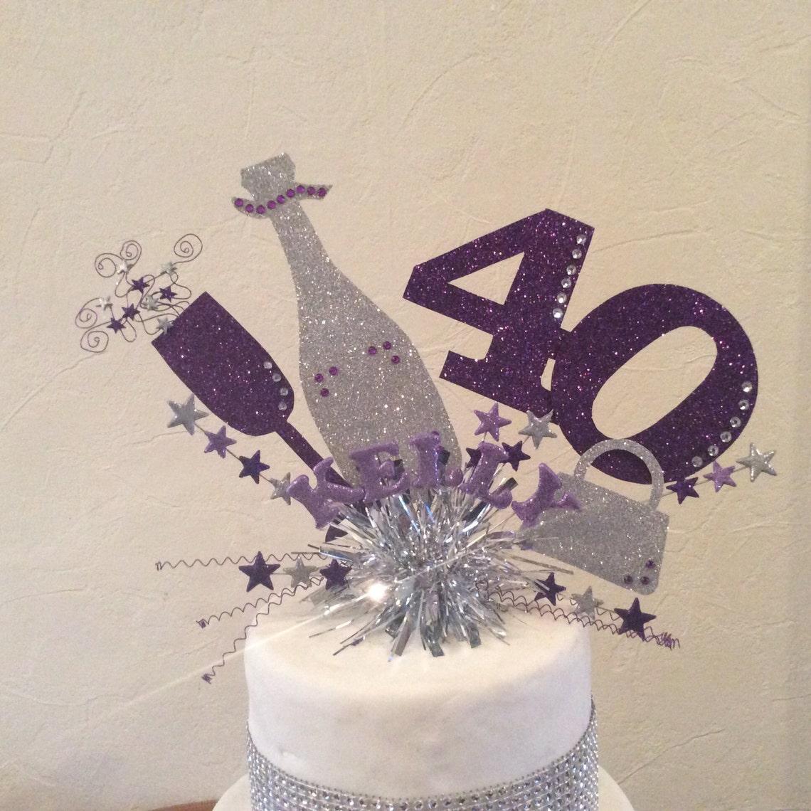 Large Champagne Bottle and Glass Cake Topper or Centre Peice Etsy