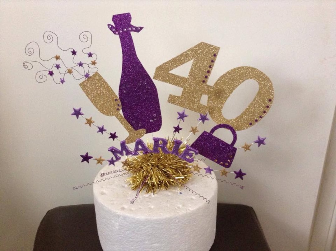 Large Champagne Bottle and Glass Cake Topper or Centre Peice With