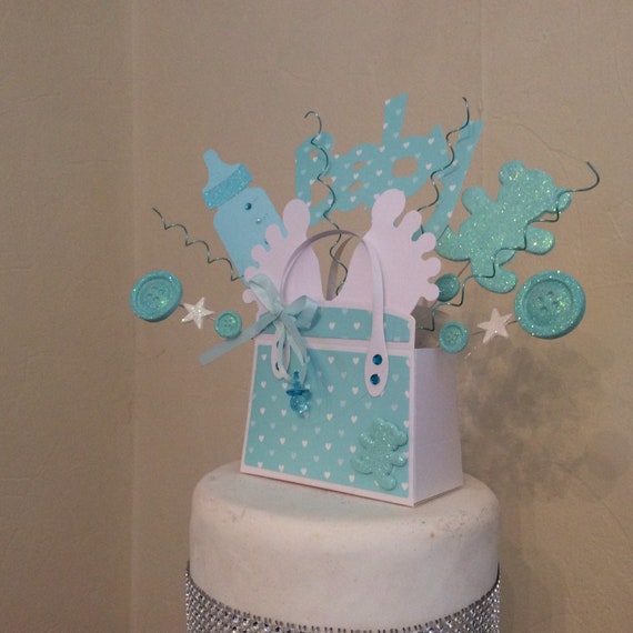 Baby Shower Bebe Garcon De Gateau Sac Rempli Piece Centrale Etsy