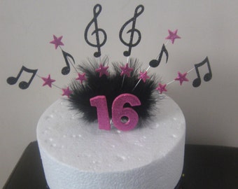 Music note cake topper, with your choice of colour and age