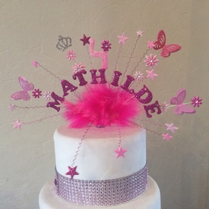 Flower fairy princess name and age cake topper made in your  choice of colours