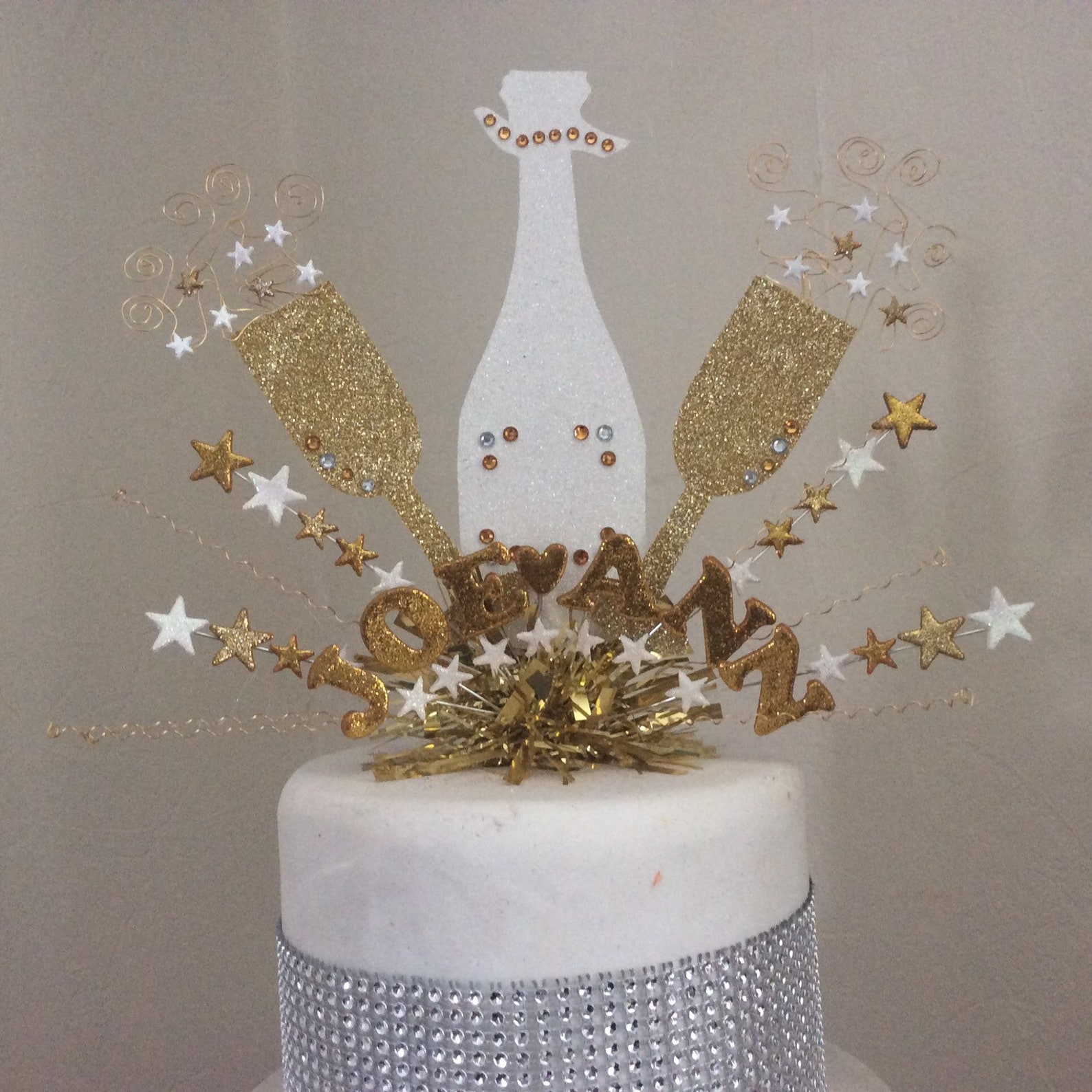 Large Champagne Bottle and Glass Cake Topper or Centre Peice Etsy