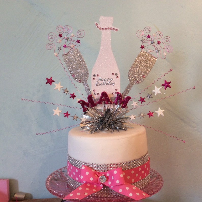 Large Champagne Bottle and Glass Cake Topper or Centre Peice Etsy