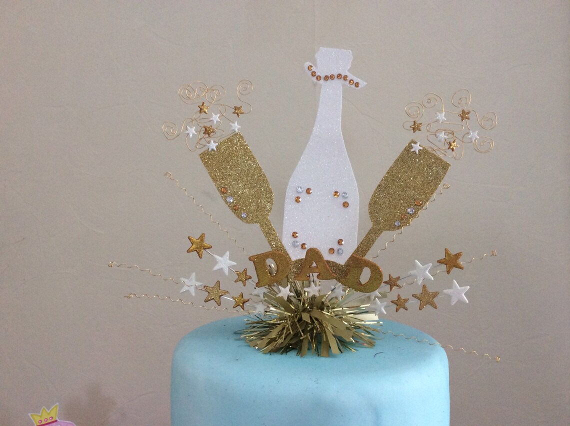 Large Champagne Bottle and Glass Cake Topper or Centre Peice Etsy